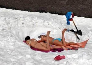 bikinis in the snow