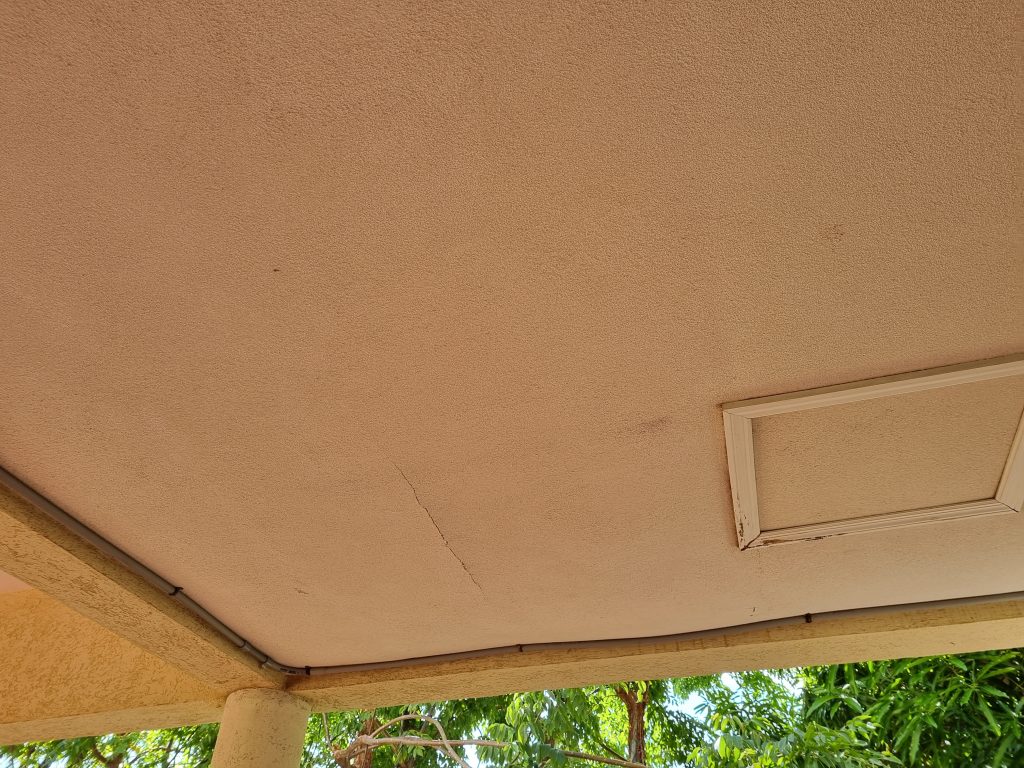 Crack in the carport ceiling where the water was coming out...